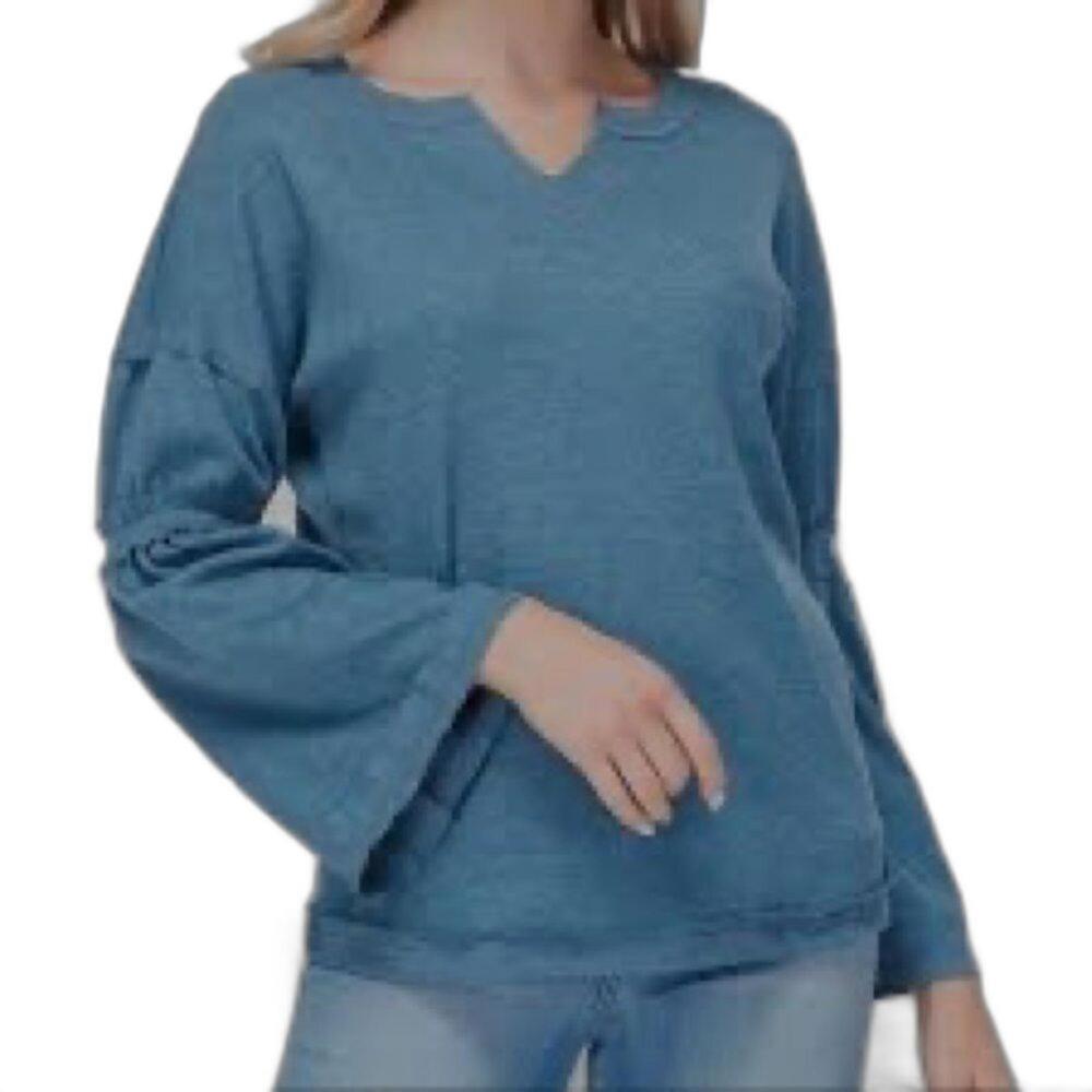 Baea Thermal Waffle Knit Shirt Top Sweater Bell Sleeve NWT Women’s size Large